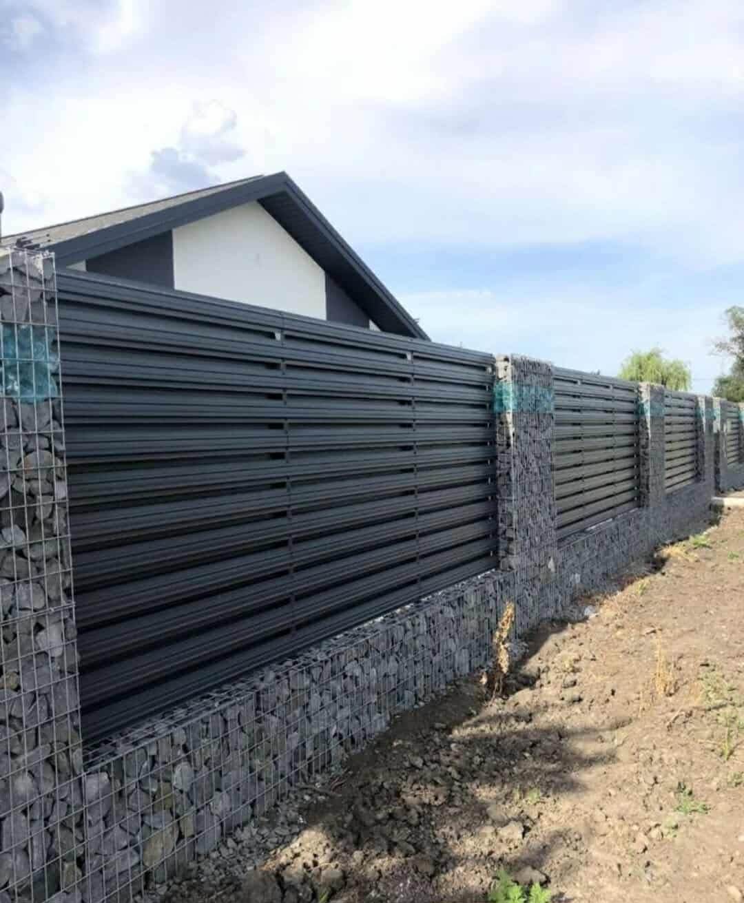 Габион + алуминиеви ламели